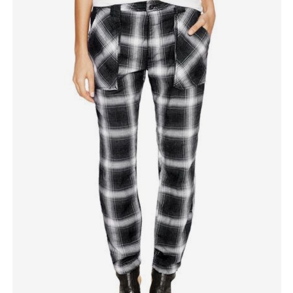 Free People slim plaid utility pant